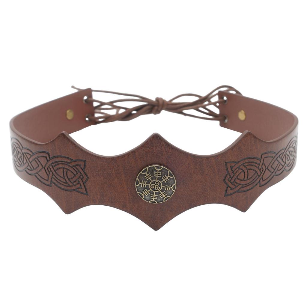 Medieval Viking Leather Headband Costume Prop for Halloween and Cosplay