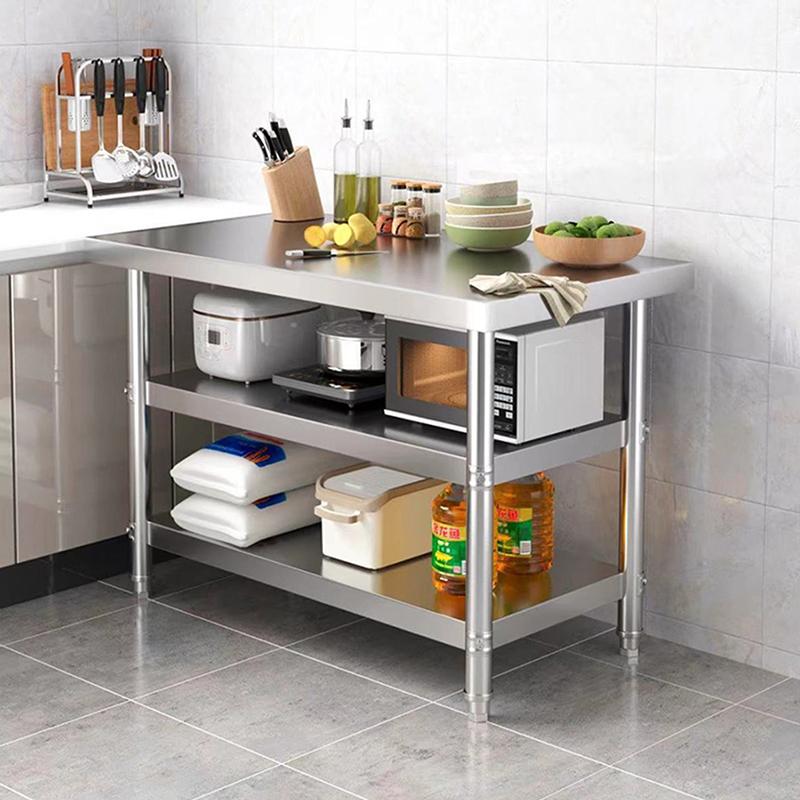 Multifunctional Stainless Steel Table For Home Use, With Adjustable Legs, Available In Multiple Sizes.