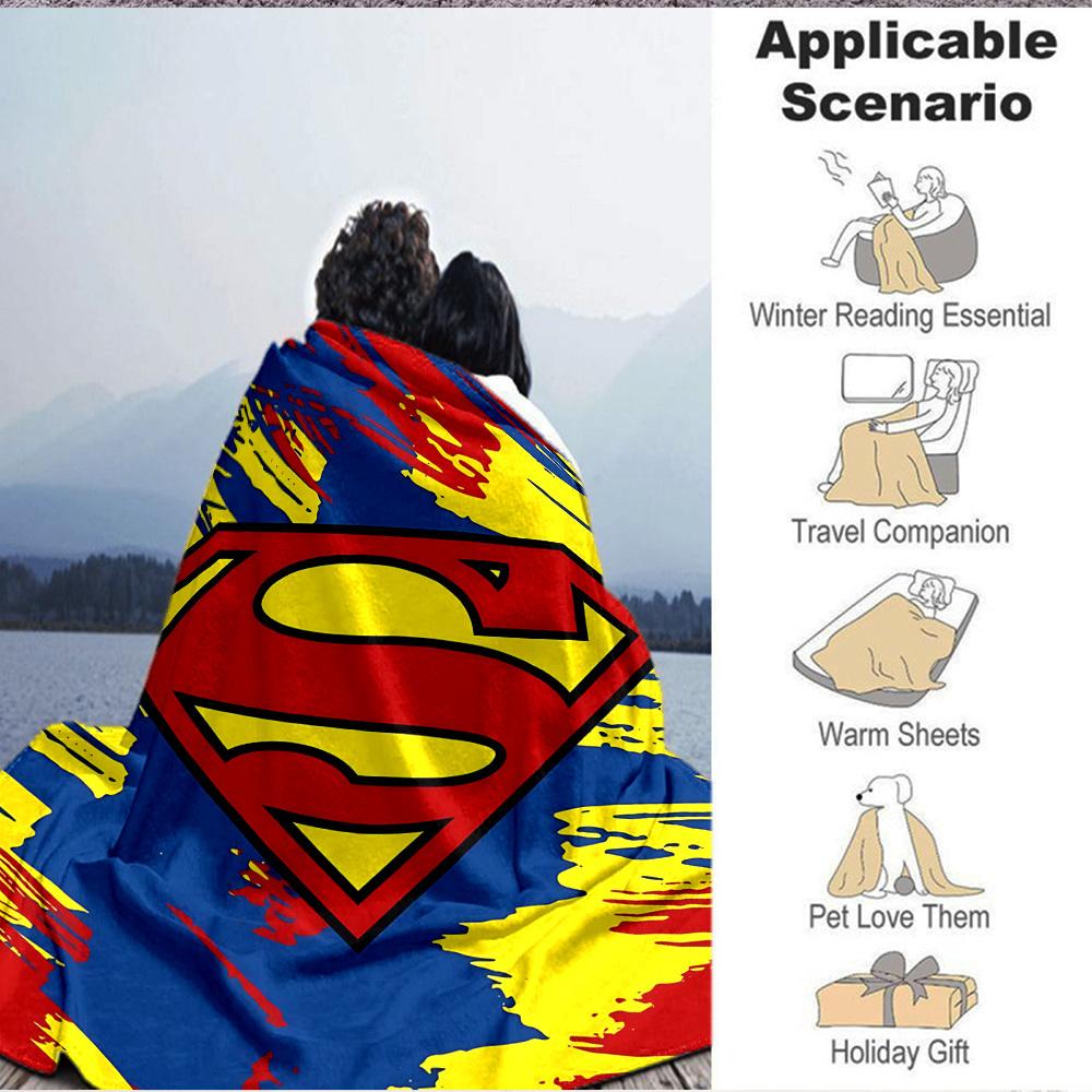 1pc Superman, Logo Blanket Polyester Fiber, All Season Comfort for Sofa, Bed, Office, Car, Camping Ideal Home Decor & Gift, Office Comfort