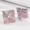 Luoxi Temple Jewelry: 2023 S925 Silver 6mm Pink Diamond Stud Earrings for Women