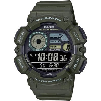 Casio WS-1500H-3BV Digital Men's Watch Fishing and Moon Data Display Black LCD Army Green