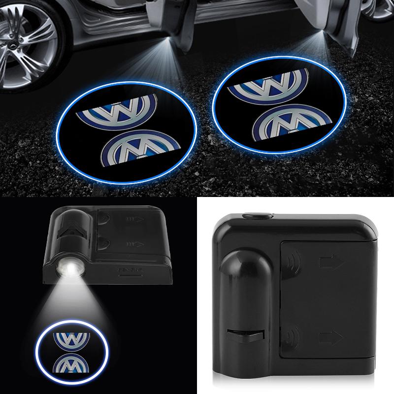 Car Stickers Wireless Led Emblem Car Door Welcome Laser Projector Lights Car Decor For Volkswagen VW Scirocco Polo Tiguan PASSAT
