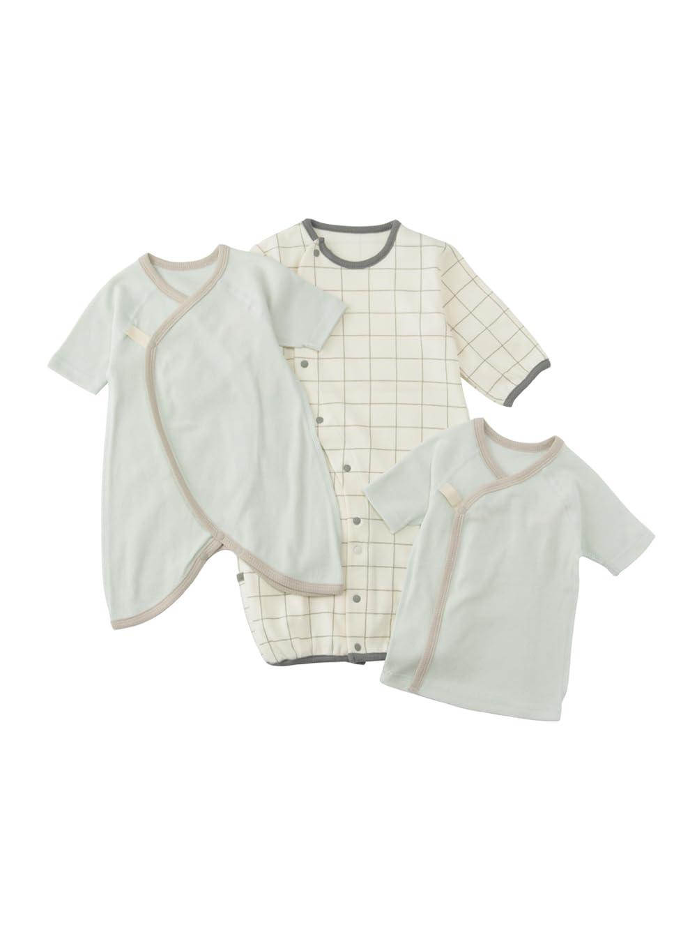 

Детская одежда для мальчиков и под наблюдением акушерства спереди длинный клетчатый узор [ANGELIEBE] новорожденные, девочки, 2-сторонний комбинезон, в клинику, набор из 3 предметов,