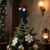 Yousheng Halloween Crow Tree Topper Mini Crow Treetop Ornaments with Red Scarf And Fuzzy Pompom Ball for Christmas Halloween Party Supplies