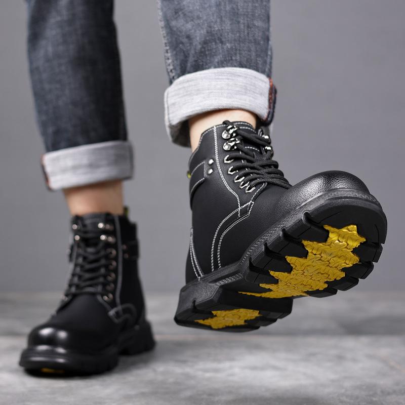 Martin Stiefel Herrenschuhe Herren Trend Casual Mid-Top Lederstiefel Winter Samt Werkzeug High-Top Herrenschuhe 2025