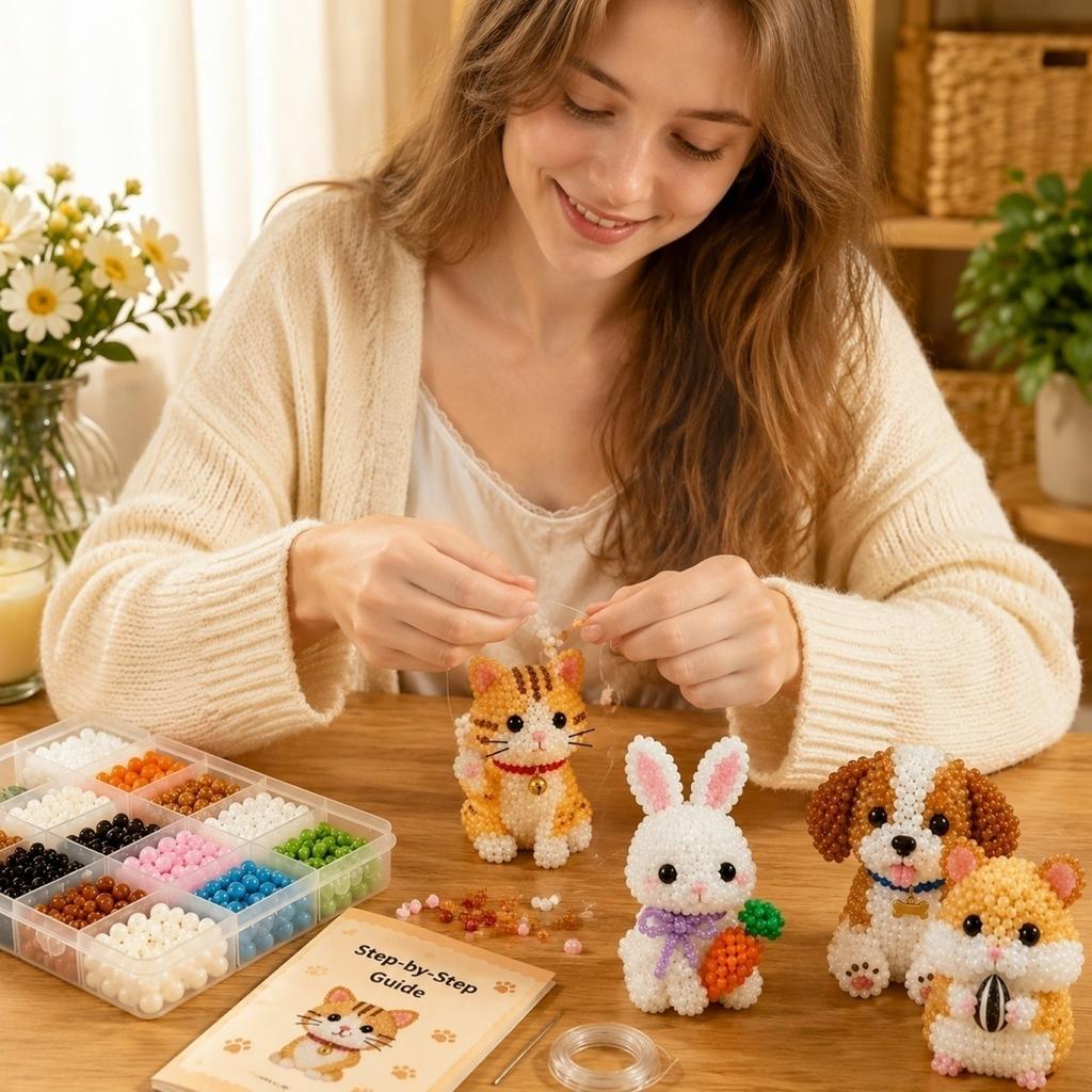 3D Beaded Animal Kit DIY Bead Set for Kids and Adults Animal Figures Educational Assembly Toy for and HandsOn Skills