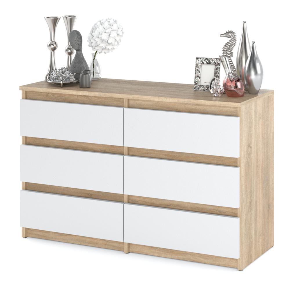 Chest of Drawers Sonoma Oak White Matte 100 Cm TV Cabinet Living Room Furniture