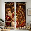 2pcs Santa Snowman Christmas Tree Gifts Pattern Printed Curtain Set Rod Pocket Light Filtering Drapes for Living Room Study Room Home Decor