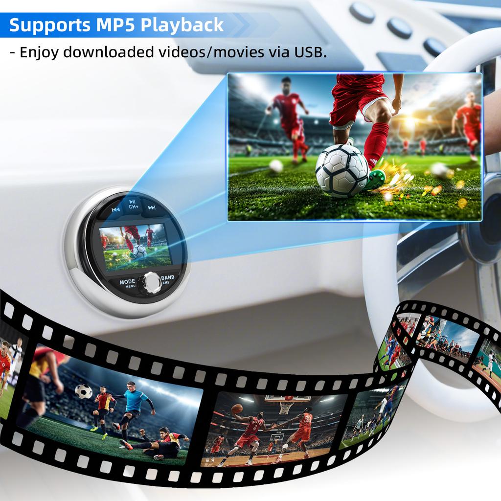 MP5 Marine Stereo Radio Player Waterproof Bluetooth-compatible FM AM Audio Player Media Player For Boat Yacht  ATV UTV Cart