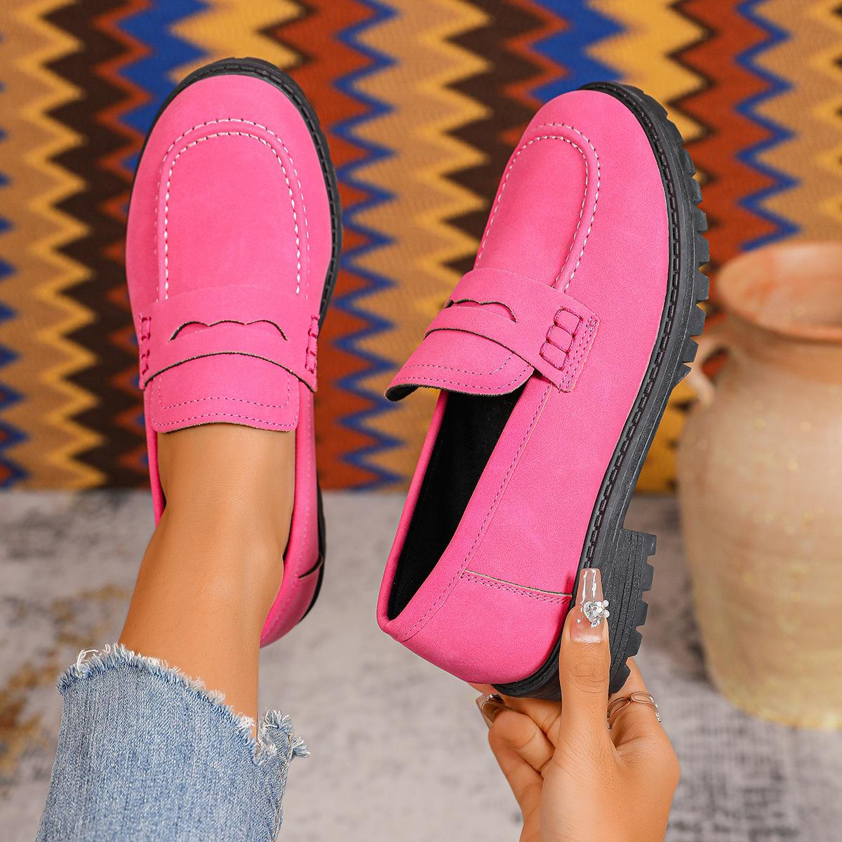 

2025 Европейский размер взрыв, лоферы на одной педали, женская модная обувь на толстой подошве большого размера, женская обувь, женская обувь 43 розы красного