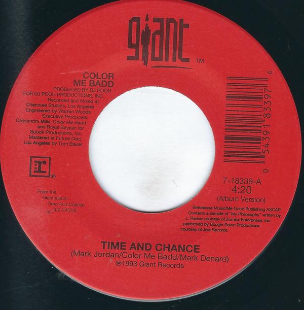 

7inch Record COLOR ME BADD Time And Chance 718339 Giant Records 1993 US Rap HipHopRB Used