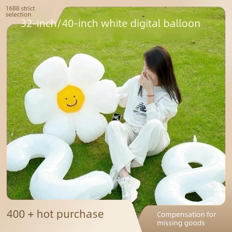 32-Inch White Number '40' Birthday Balloon, Aluminum Foil Party Decoration Prop