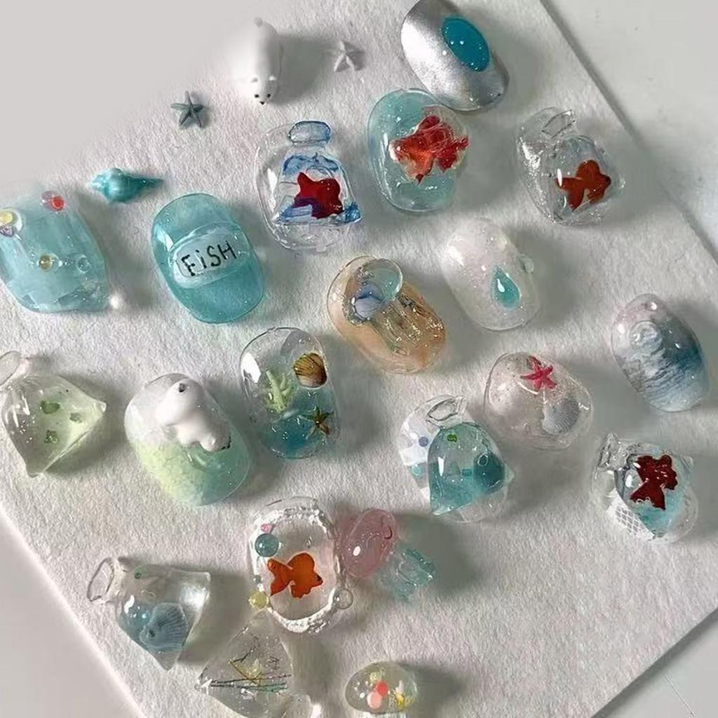 Silikon Nagelkunstform mit Muschel-, Fisch- und Meerjungfrauenmustern, leicht zu entformen für Maniküre