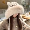 Polyester Cat Ears Hat Ear Flaps Winter Warm Hat Retro Faux Fur Hat  Cold Weather