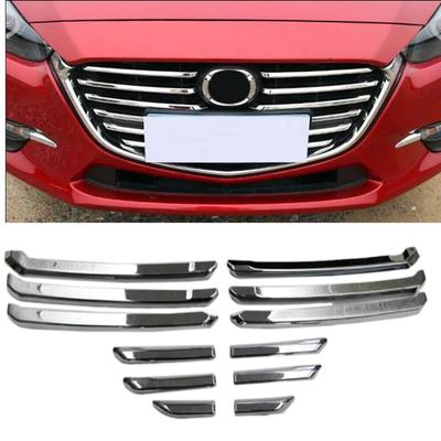 12 Stuks Abs Chroom Plastic Auto Front Center Grille Cover Racing Grill Trim Voor Mazda 3 Mazda3 M3 Axela 2017 2018 Auto Accessoires