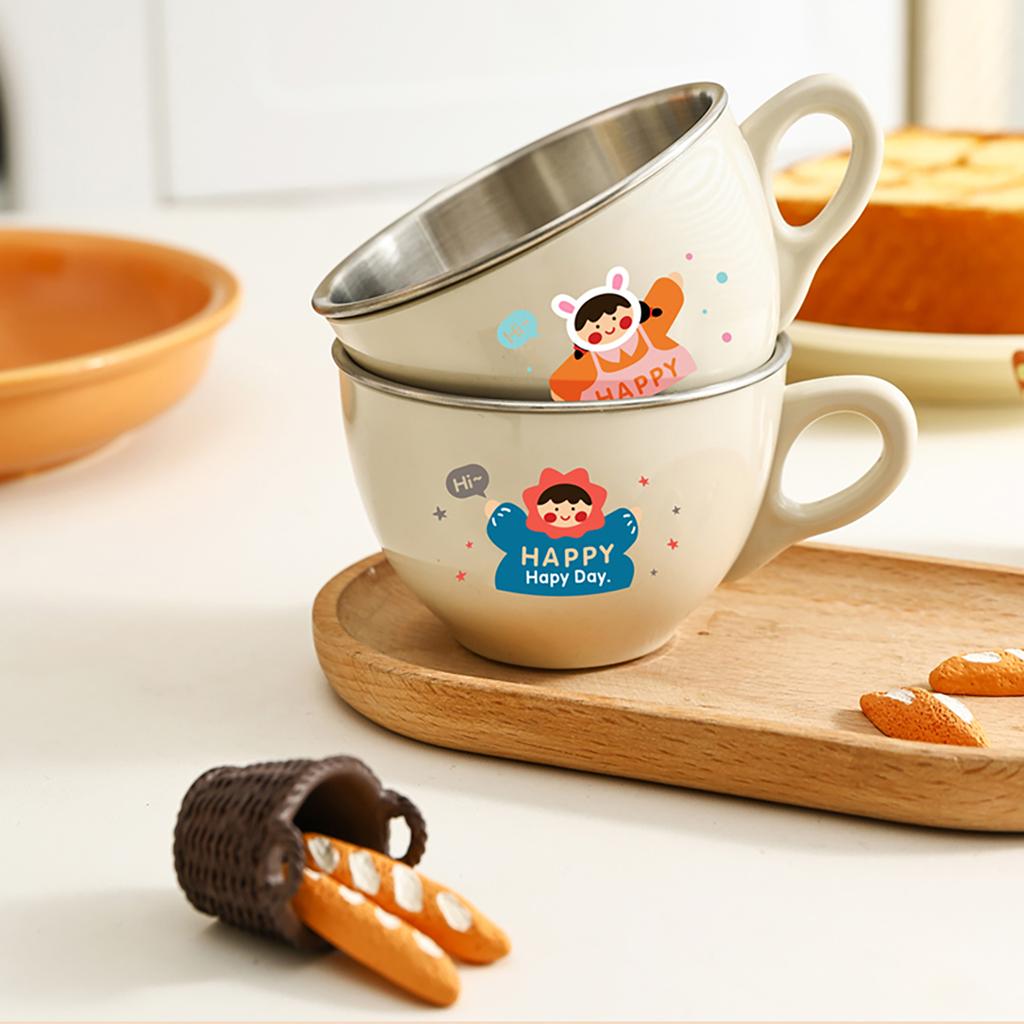 170ML Removable Double-layer Children Mug 304 Stainless Steel Drinking Cup With Handle Heat-resistant Mini Cute Milk Coffee Cup