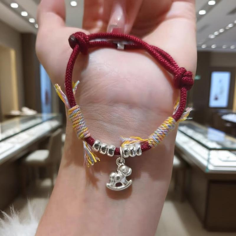 Year of the Horse Red String Bracelet Women s Sterling Silver 999 Zodiac Gift