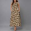 Robe Sans Manches Col Rond Grande Taille pour Femme Vert Frais Feuille Florale Coupe Ample Mi-Mollet