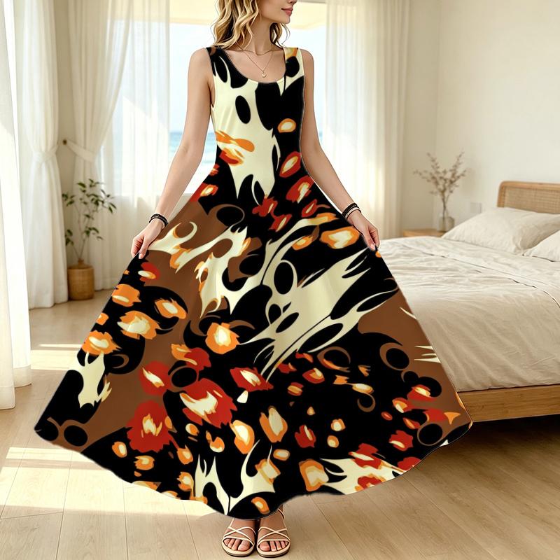 Women's Summer Casual Sleeveless Maxi Dress Soft Fabric,Flowy Hem,Everyday Wear,Elegant Vibe