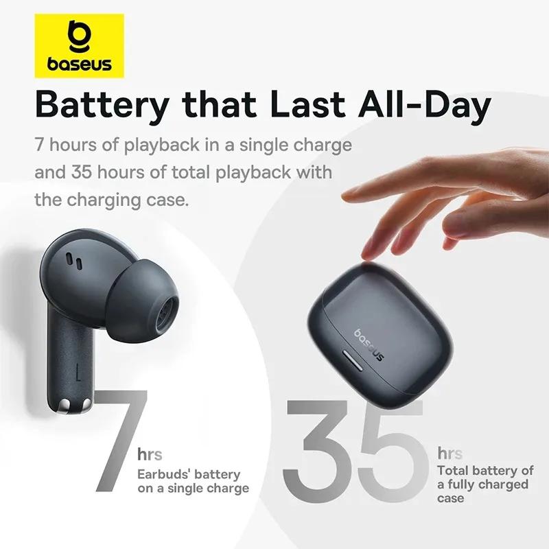 Baseus Bowie M2s Pro Kulaklık Kablosuz Bluetooth 5.4 TWS Kulaklık Aktif Gürültü Engelleme Kulaklık 4 Mikrofonlu ENC Hifi Kulaklık