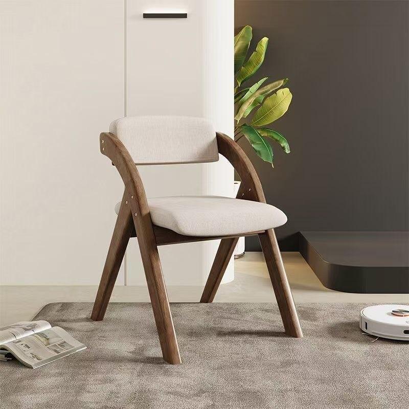 Foldable Wooden Dining Chair With Thickened Backrest Lightweight Multi-Use Home Office Adults