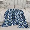 Blue Fan Pattern Microfiber Flannel Cover Blanket Bedroom Living Room Sofa Soft And Comfortable Home Decoration