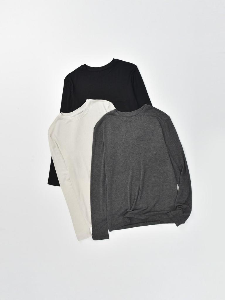 Women's Slim Fit Cashmere Blend Minimalist Round Neck Long Sleeve T-Shirt