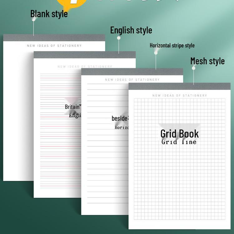 2025 Student Tear-Off Pad: B5 Blank Notebook & A4 Horizontal Line Memo Pad