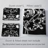 3pcs Black Bedding Set Gothic Style Skull Chain Printed Cozy Soft Duvet Cover King Queen Twin Size Birthday Gift Bedroom Decor