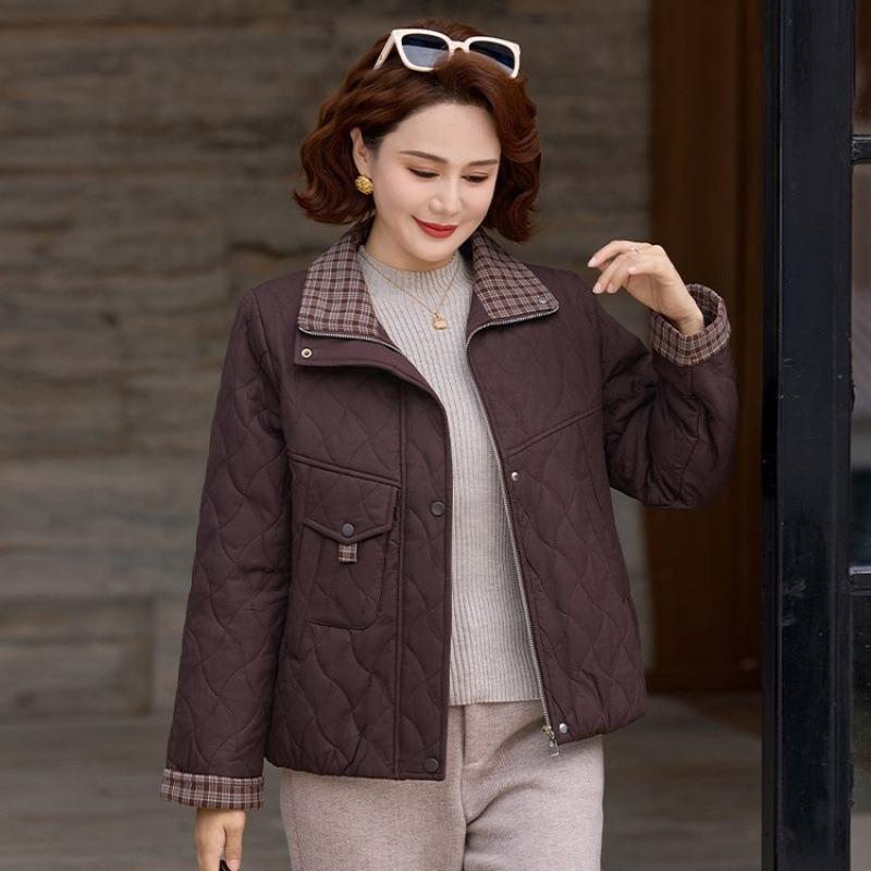 

Зимняя хлопковая одежда для молодой мамы, теплые топы, слишком широкие, слишком короткие, утолщенные хлопковые куртки для женщин среднего и пожилого возраста 5XL [recommended 150-80kg] коричневый