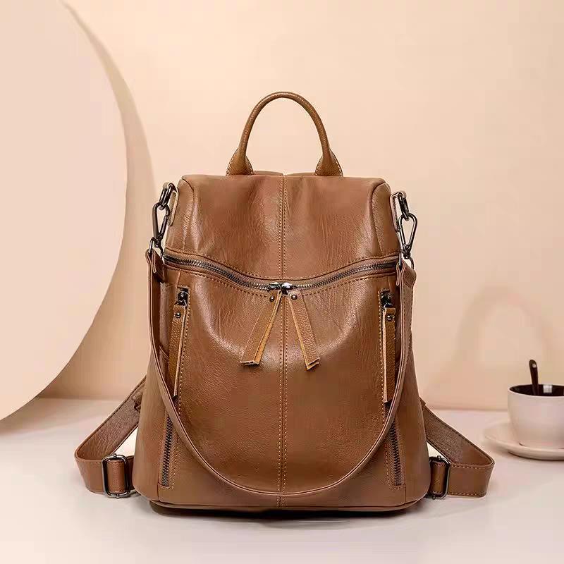 Soft Leather Backpack Lightweight Women s Outdoor Backpack Korean Version New Large Capacity Niche Leisure Waterproof Travel Bag