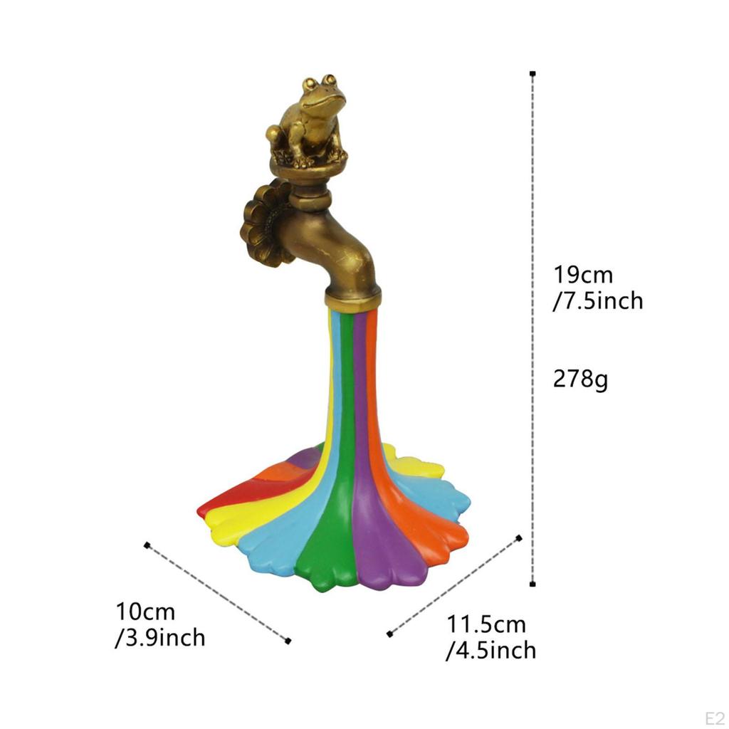 Rainbow Faucet Garden Statue Resin Frog Figurine Home Yard Creative Sculpture Animal Figure for
