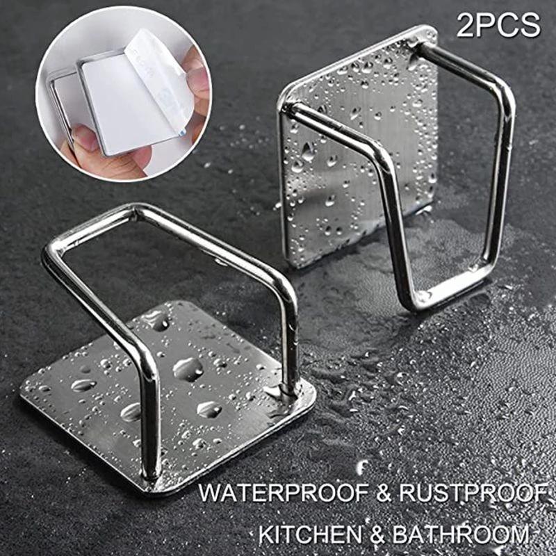 1/3PC Kitchen Stainless Steel Sink Sponges Holder Self Adhesive Drain Drying Rack Kitchen Wall Hooks Accessories Storage Racks