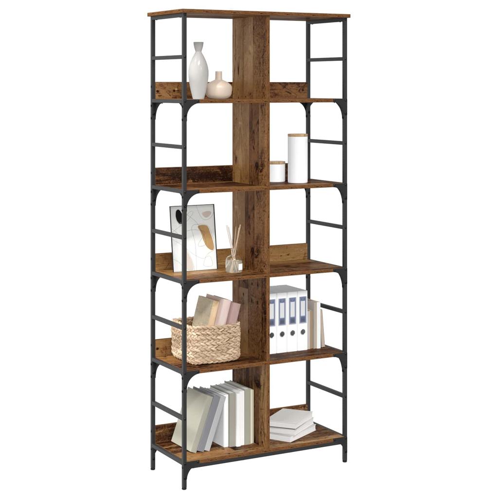 4 Tier Shelf 78.5 x 33 x 188.5 cm Metal PB Reclaimed Wood