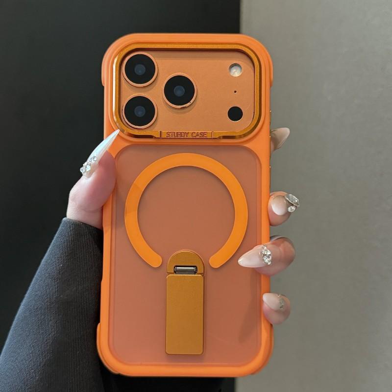 IPhone 17 Case With 360 Rotating Stand Magnetic Snap-on Corner Air Cushion Protection Soft Silicone Full Cover