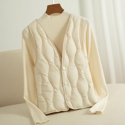 Women's Winter Down Silk Vest Lightweight & Warm Fleece Silk Short-Style Sleeveless Gilet Waistcoat