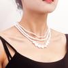 Europe, America, Multi-layer Bright Baroque Imitation Heart-shaped Pearl Neck Chain Necklace Jewelry Women, Cold Wind Sweater Chain
