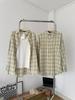 Women's American Retro Plaid Long-Sleeve Cotton-Linen Shirt Jacket