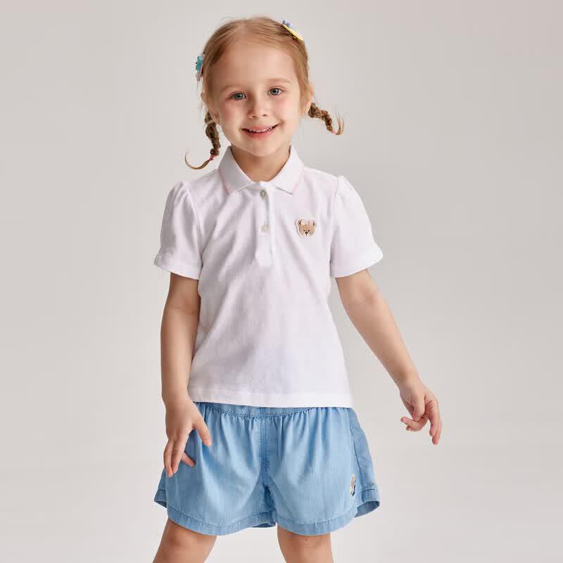 PawinPaw Cartoon Bear Baby Girl's Polo Short Sleeve T-Shirt