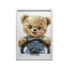 Smiling Teddy Bear Behind The Steering Wheel Smiling Teddy Bear Behind The Steering Wheel, 30X40 Cm, Dark Brown Wooden Frame, 230 Gsm Matte Paper