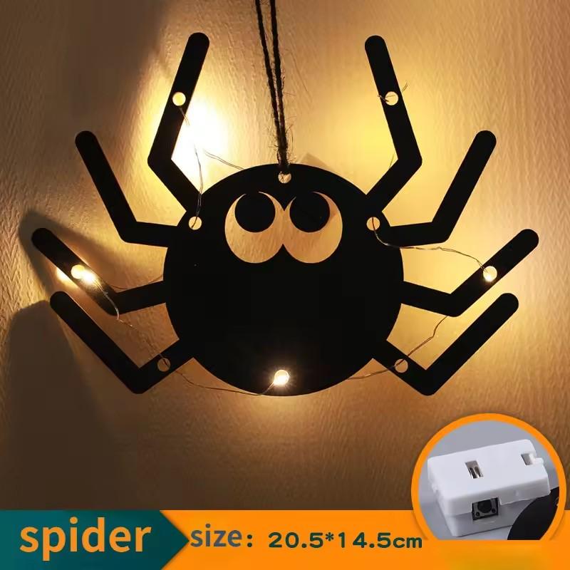 

10LED Halloween Hanging Castle Witch Ghost Spider Web Luminous Charm Halloween Party Horror Props Indoor Outdoor Decoration Gift