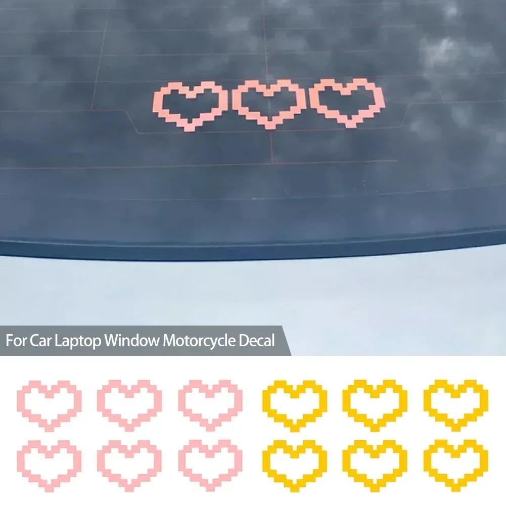 6Pcs Mosaic Heart Vinyl Stickers, Waterproof PVC Love Decals for Car Motorcycle Laptop