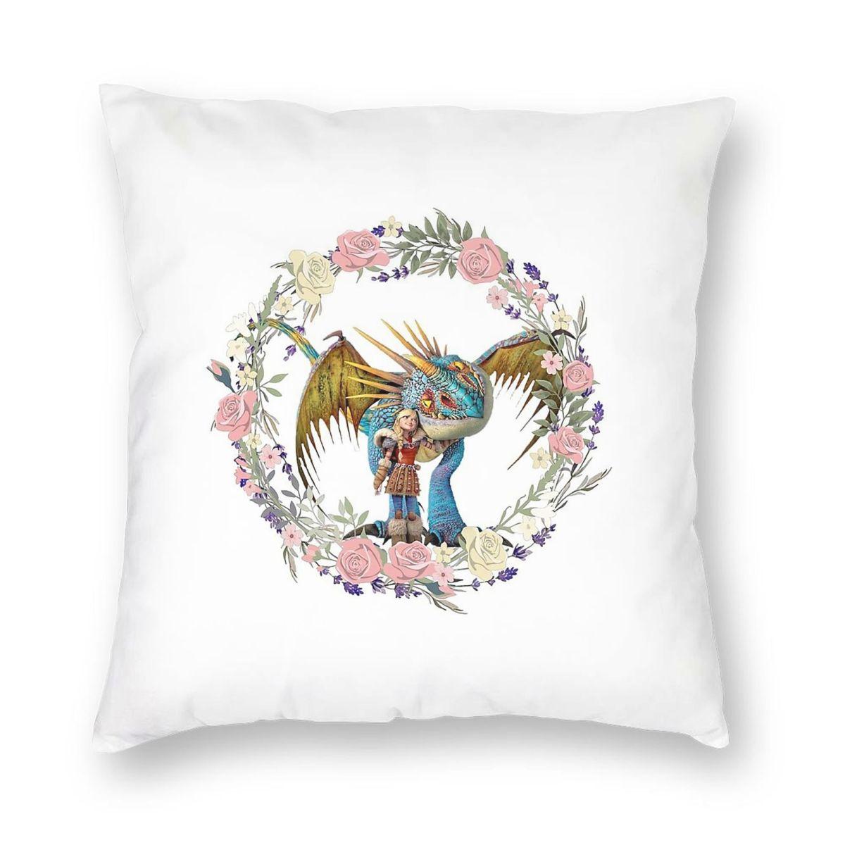 Astrid & Stormfly Flowers Square Pillowcase Polyester Linen Velvet Printed Zip Decorative Pillow Case Bed Cushion Cover Peach skin 18*18(CM)-1Pcs