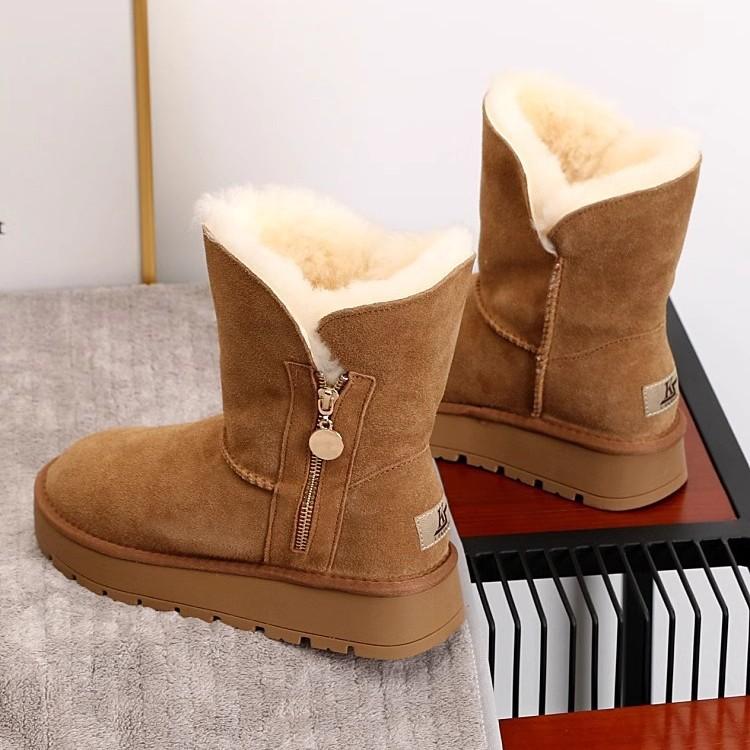 Soft leather version~ Northeast snow boots women's 2025 new winter mid-tube non-slip thick-soled piled thickened warm cotton shoes