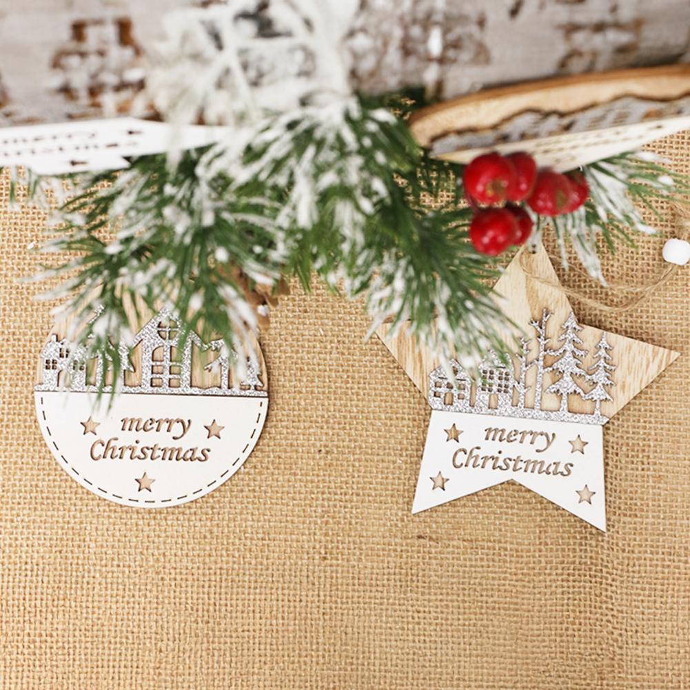 Christmas Wooden Ornaments Wood Christmas Decorations Rustic Farmhouse Christmas Ornaments Set Wooden Double Layer for Home