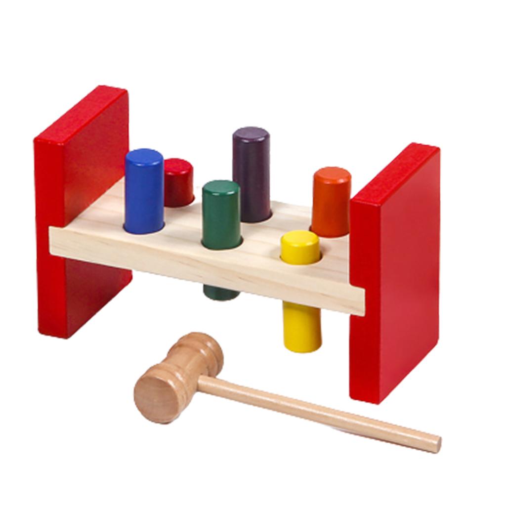 Educational Toy For 2 Years Old Colorful Wooden Knocking Stand For Toddler
