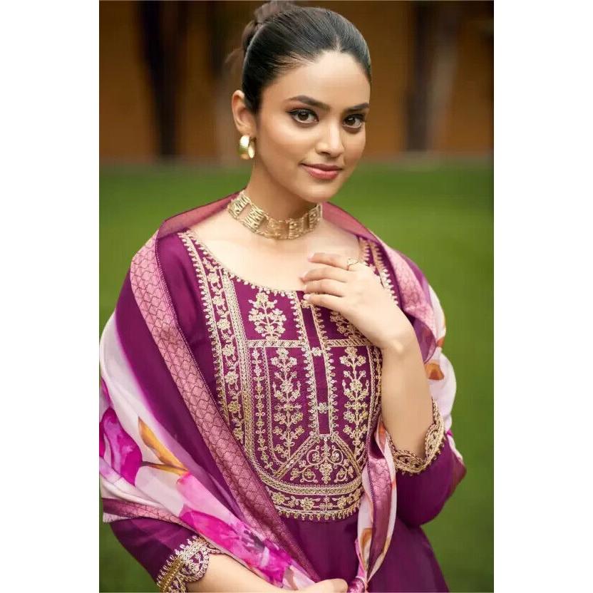 Women Indian Pakistani Silk Blend Kurti Salwar Kameez Party Wear Bollywood Tunic VF-20139
