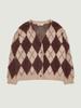 GROVE Aria Brushed Argyle Cardigan (Wine)