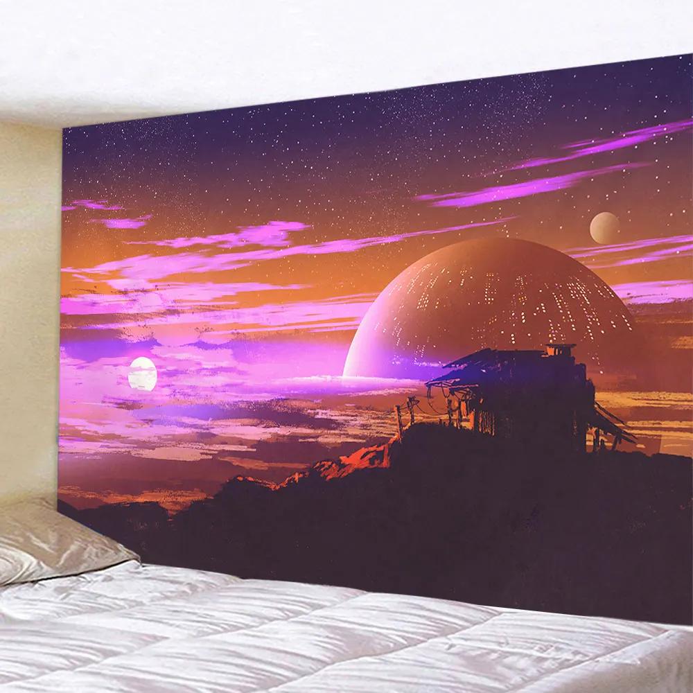 Mystery Starry Sky Tapestry Hippie Wall Hanging Forest Tree Jungle Moon Tapestrie Room Decor Aesthetic for Living Room Bedroom