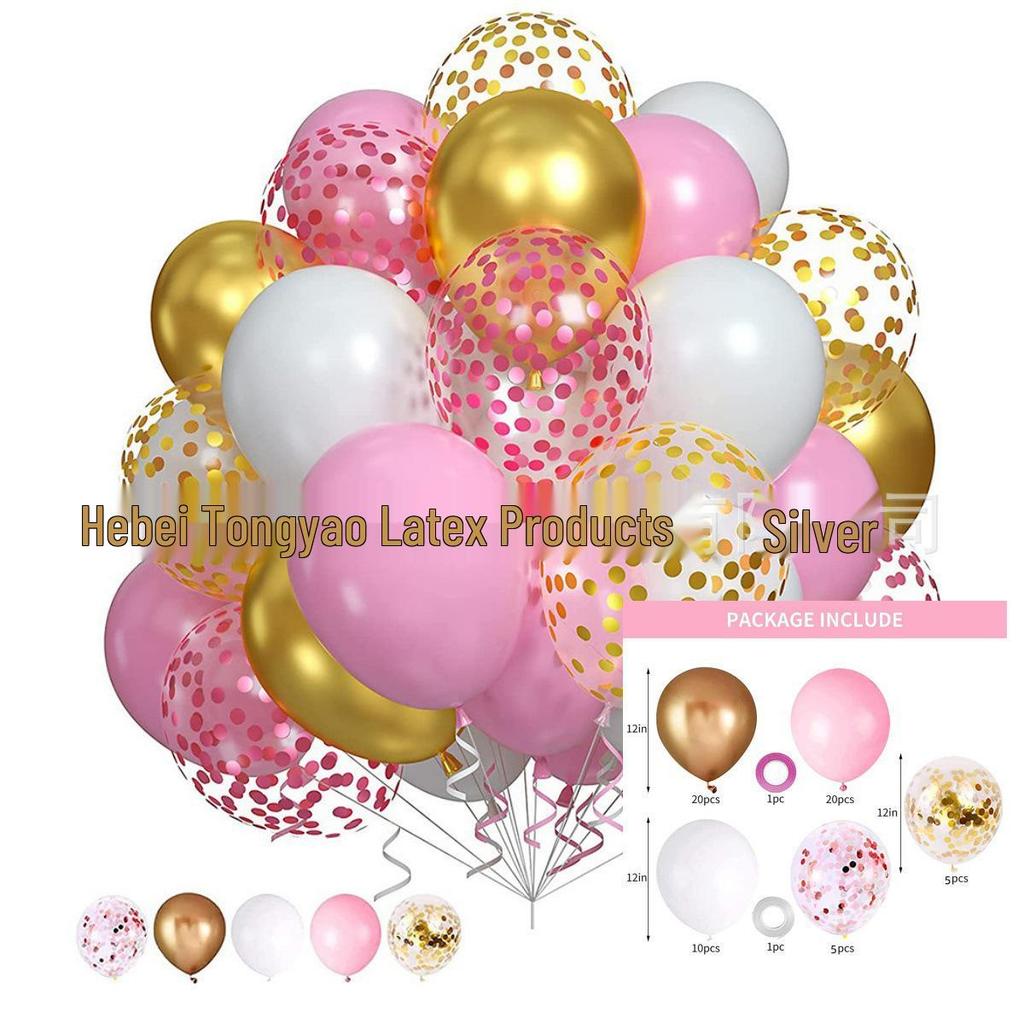 60-Piece 12" Vintage Color Glitter Balloon Set for Birthday Parties